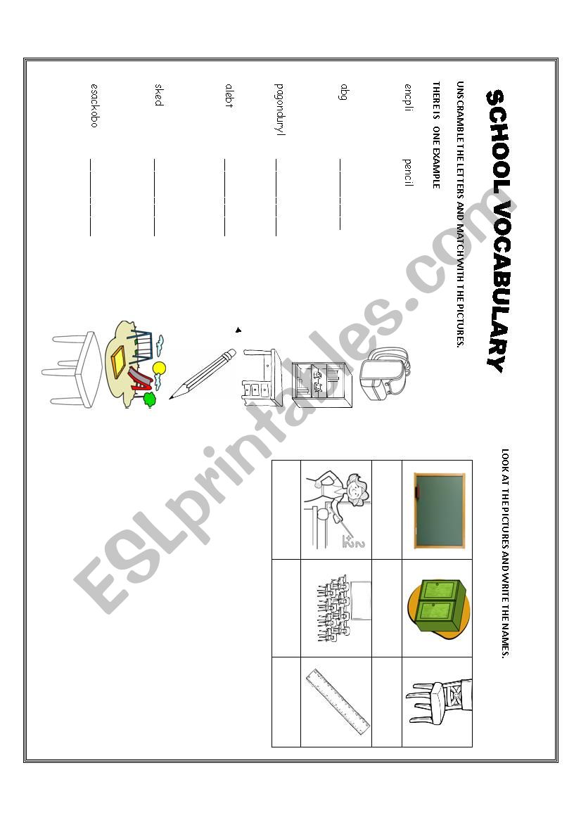 SCHOOL VOCABULARY  worksheet