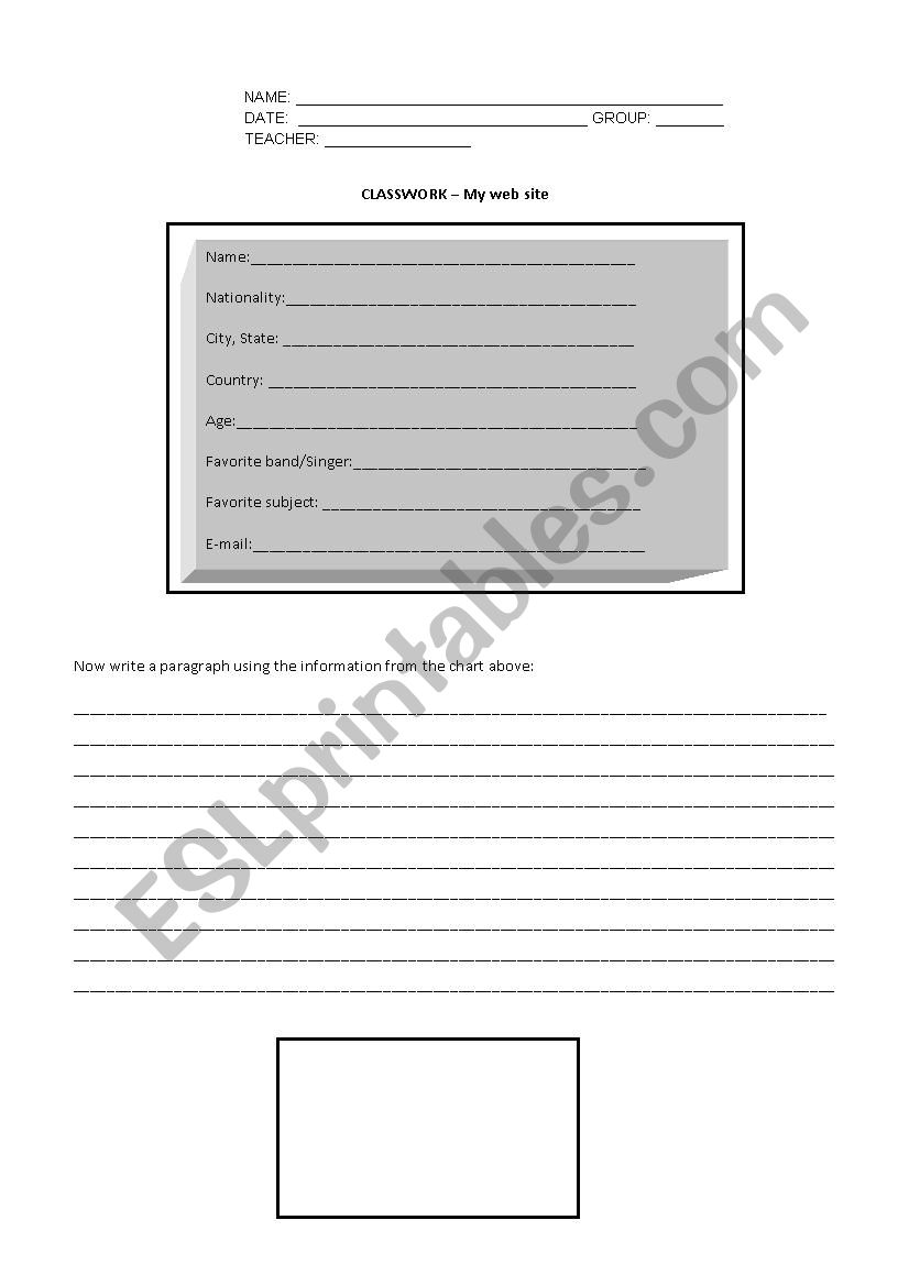 My website worksheet