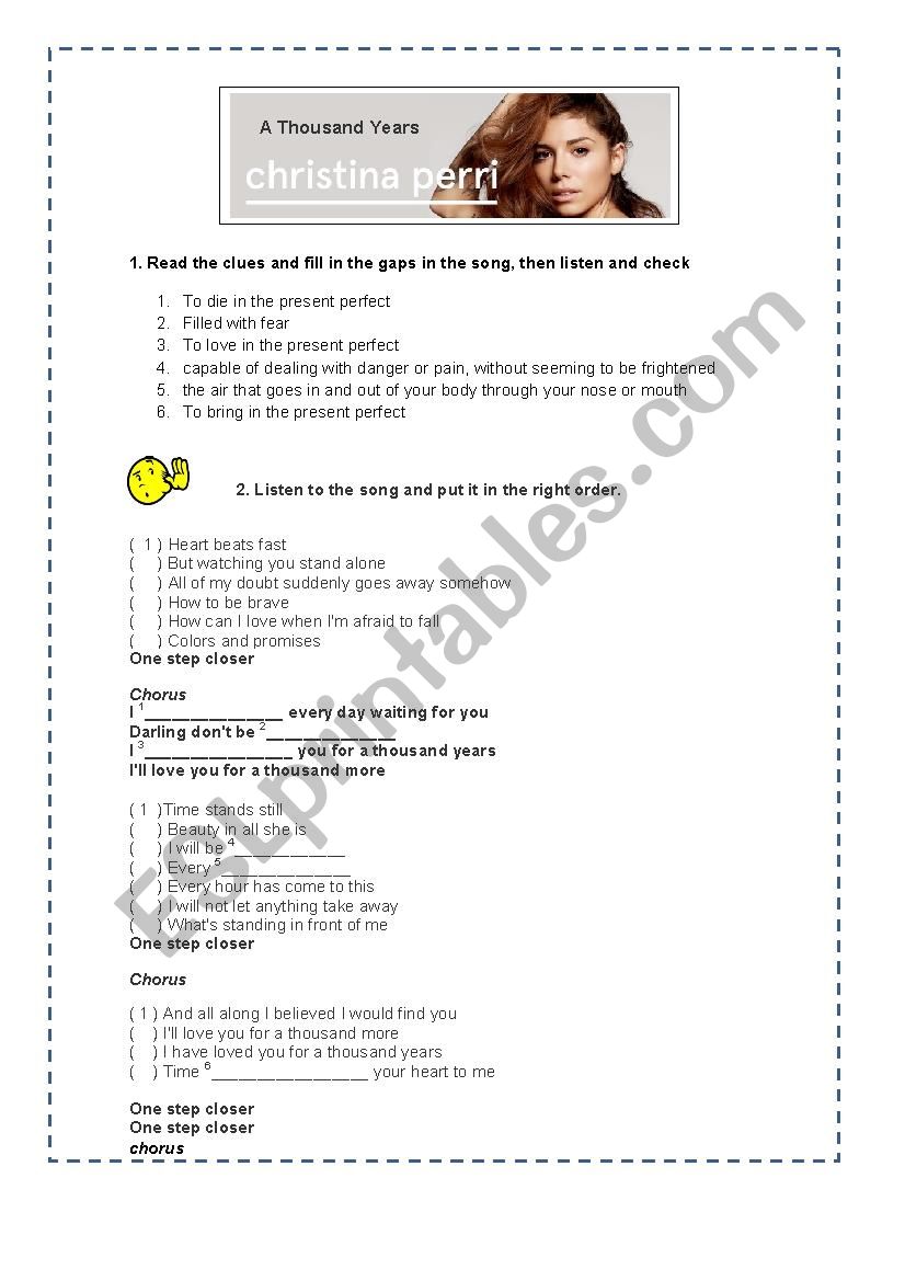A thousand years worksheet