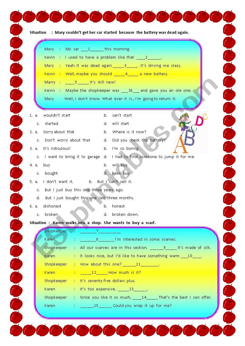 Conversation worksheet