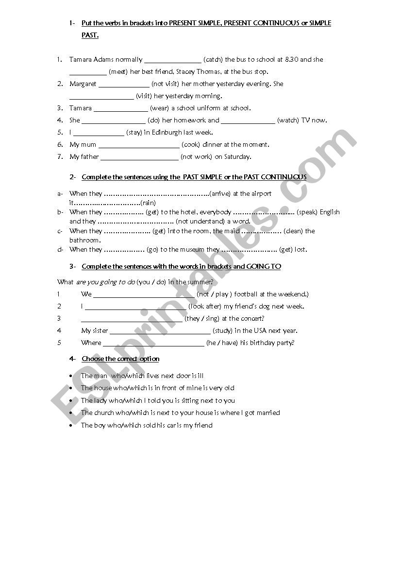 revision activity worksheet