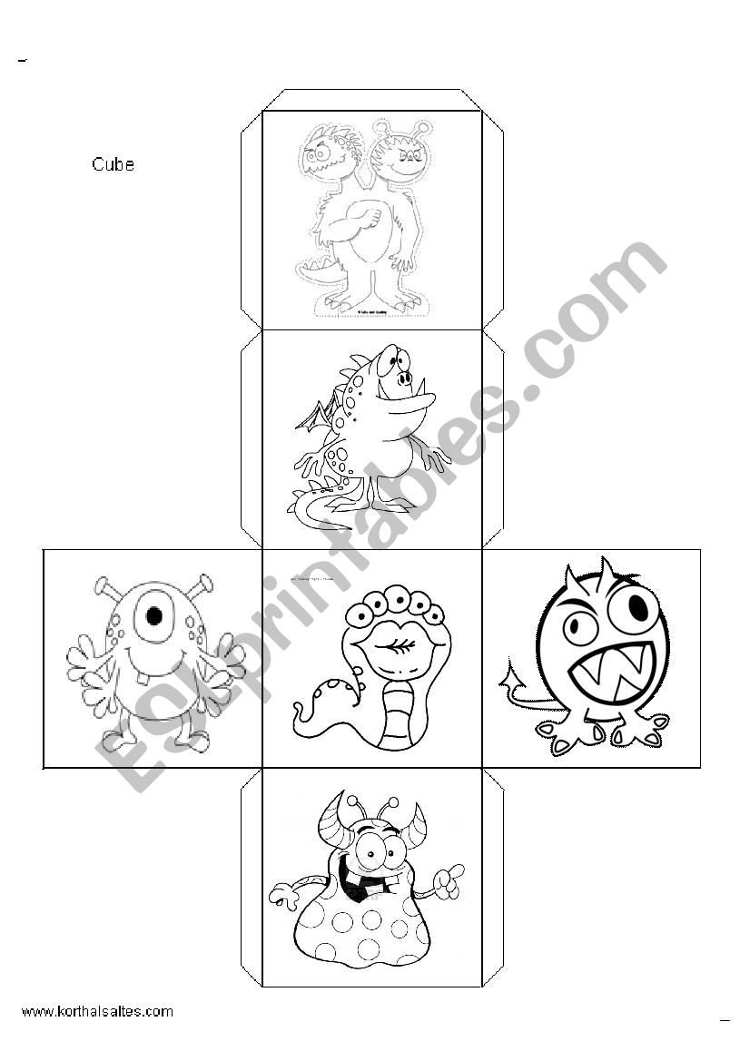 Monsters cube worksheet