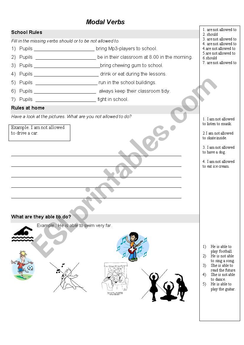 Modal verbs worksheet