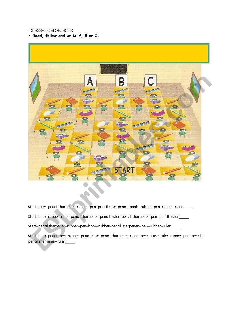 classroom objects worksheet