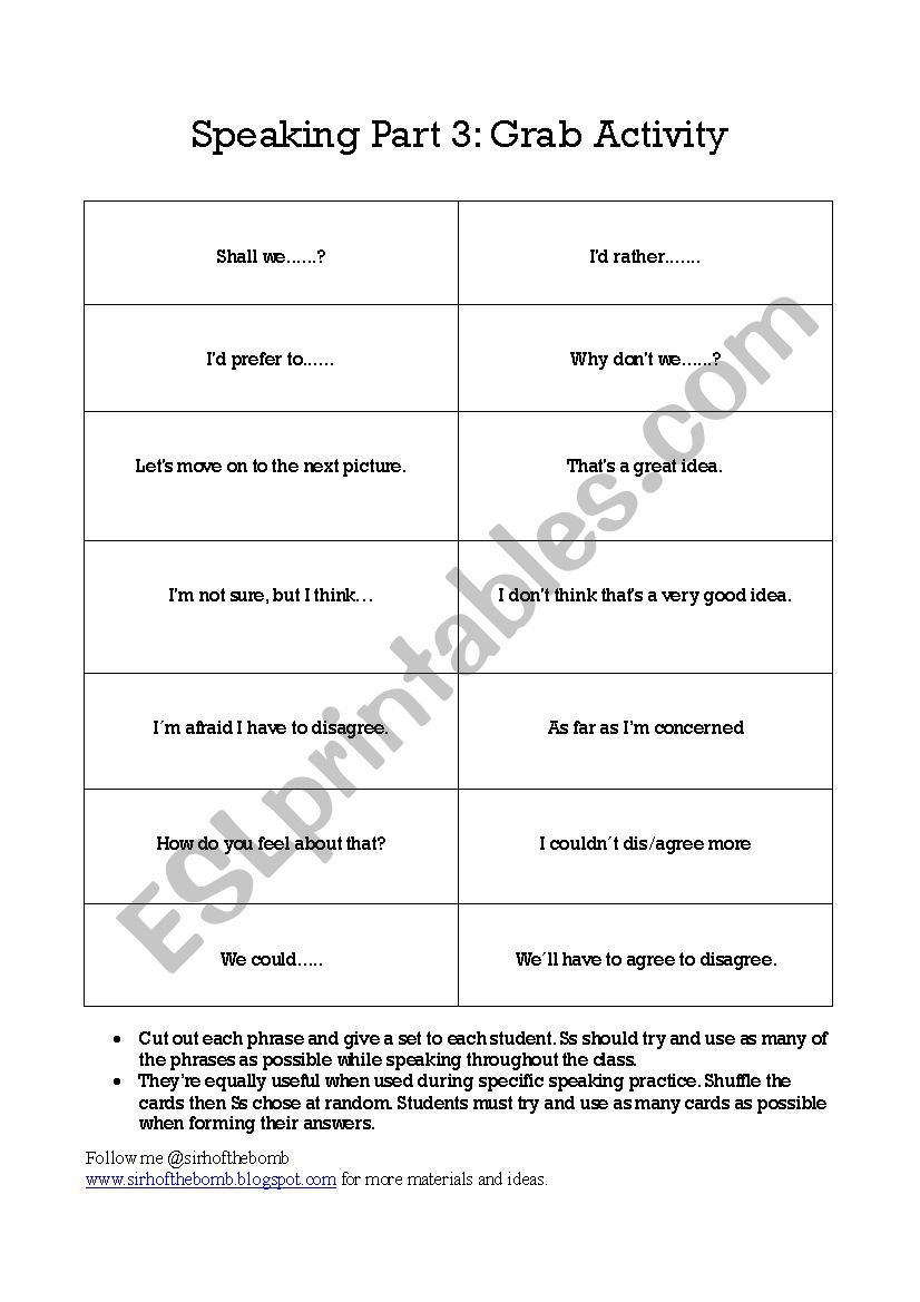 FCE Part 3 Language Grab worksheet