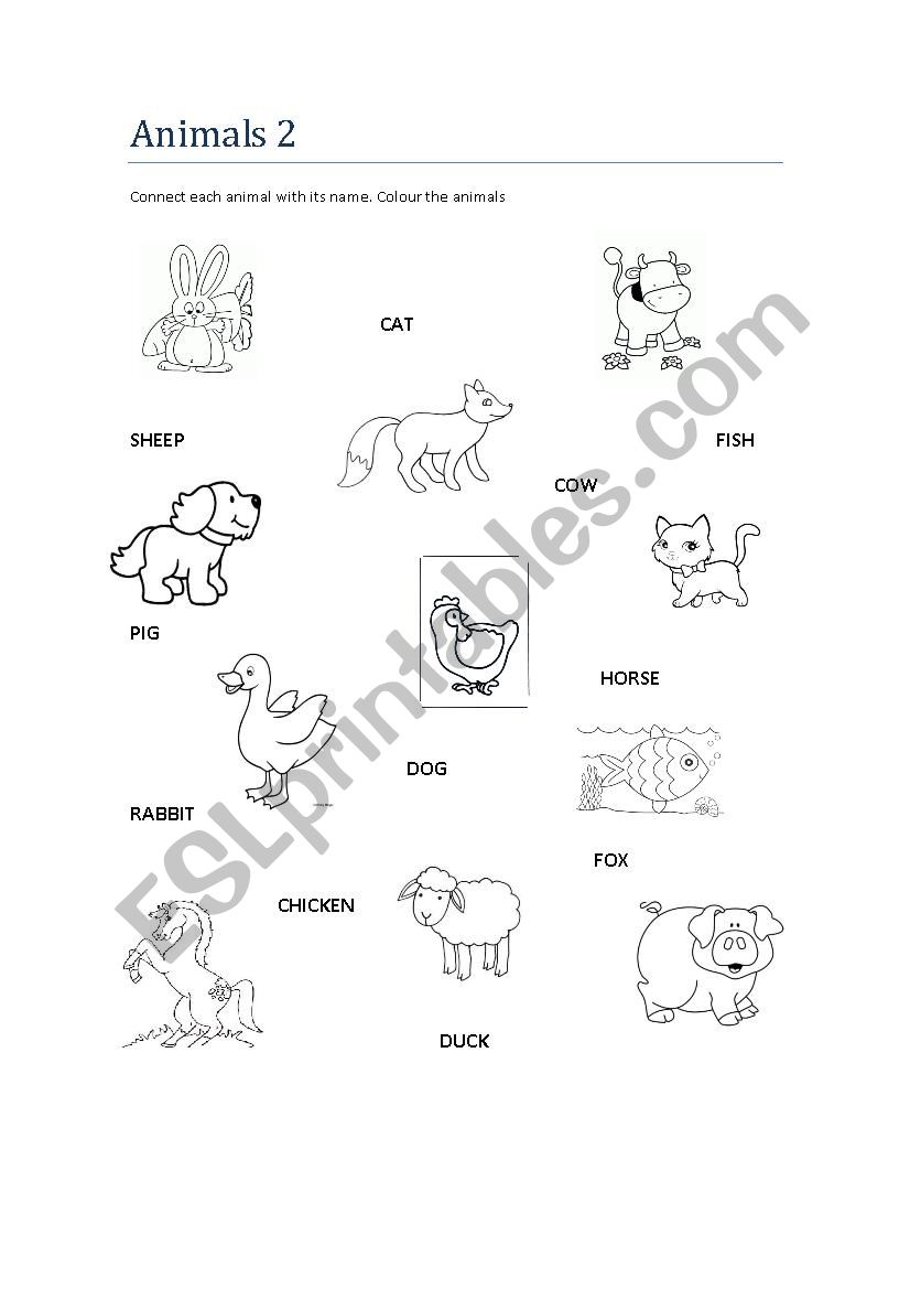 Animals matching - ESL worksheet by clareta_77