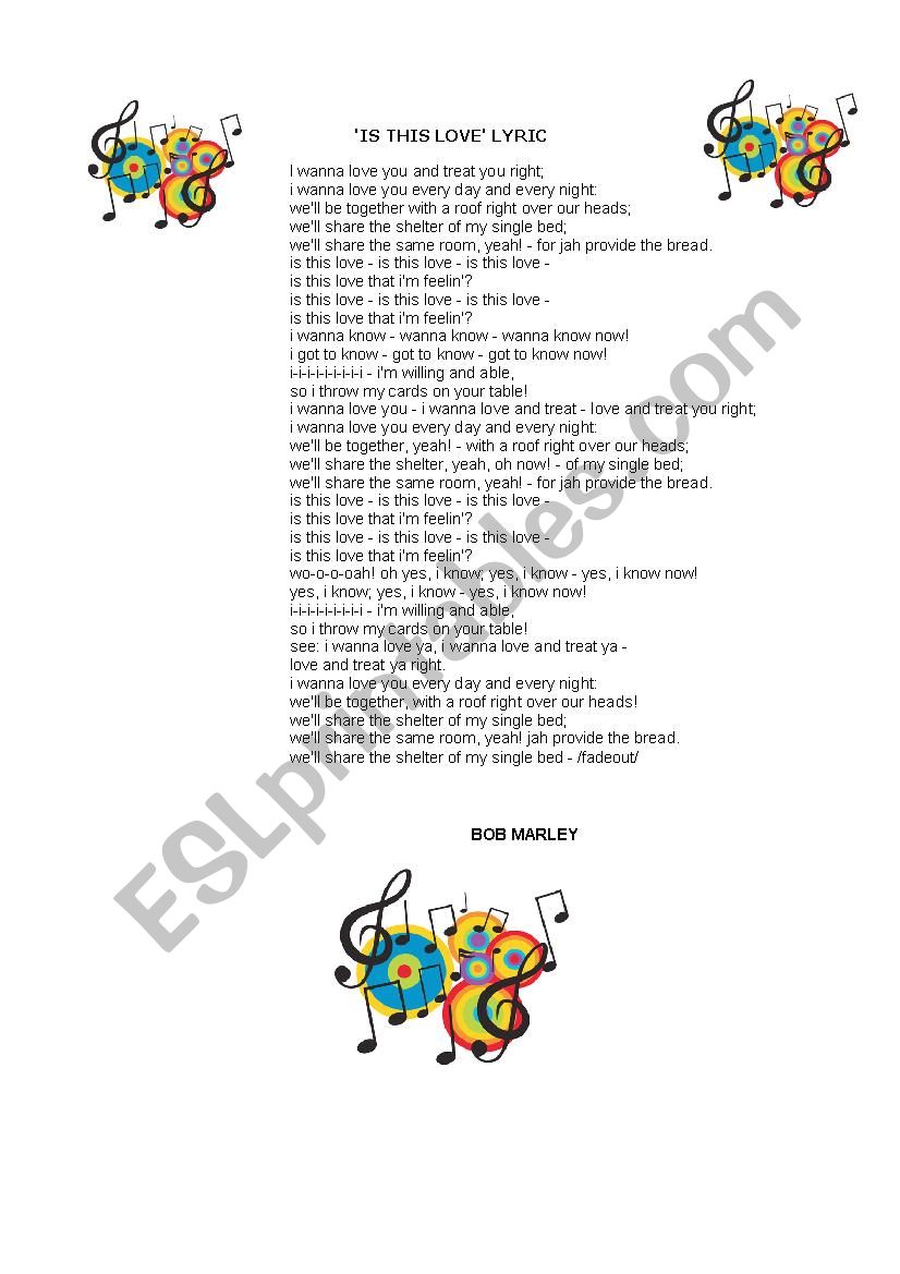 SONG worksheet