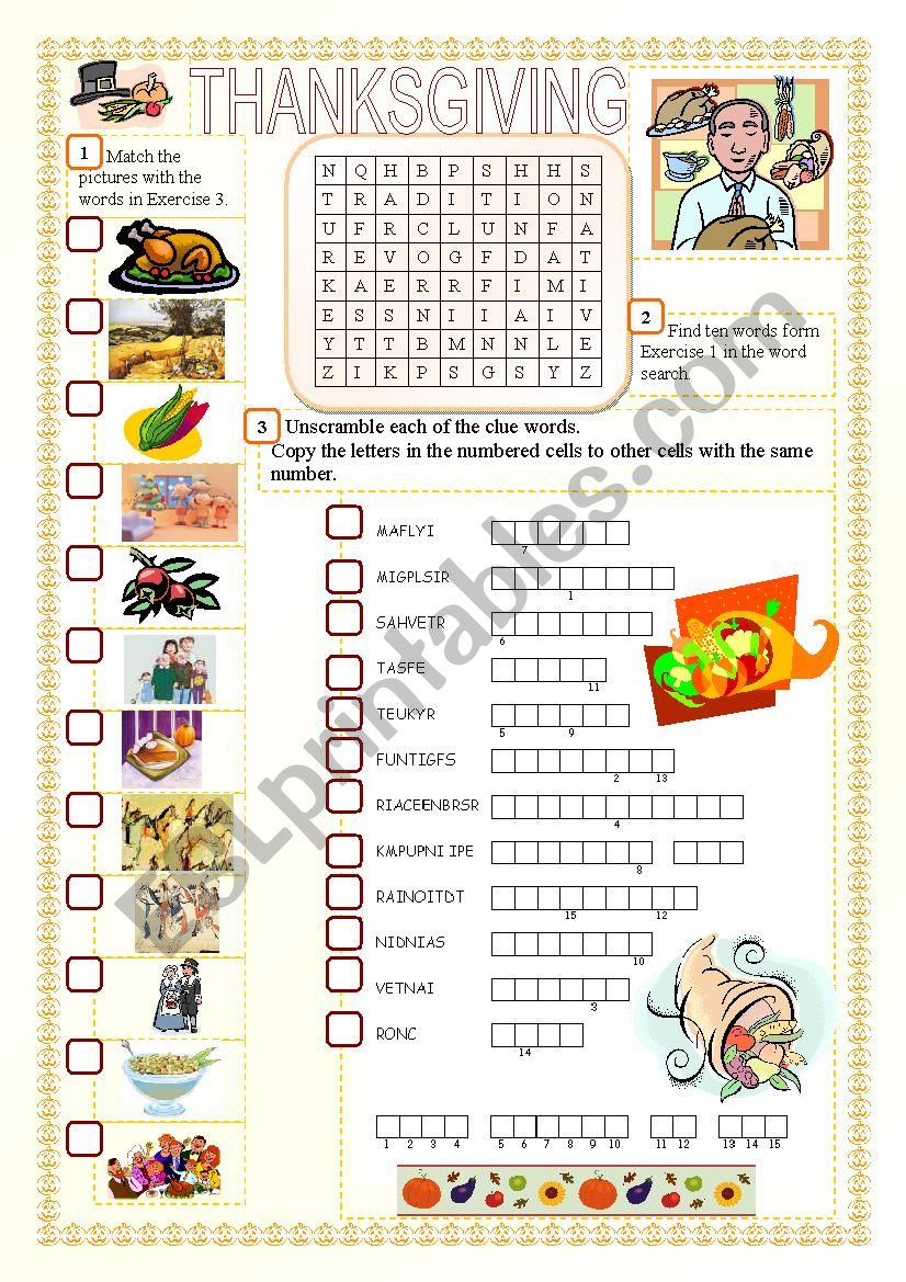 Thanksgiving worksheet