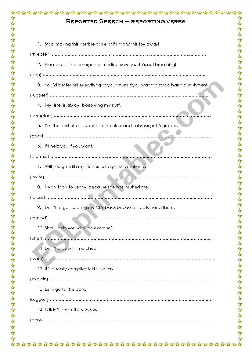 Reported Speech - reporting verbs