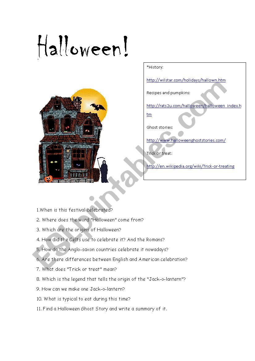  Halloween Webquest worksheet