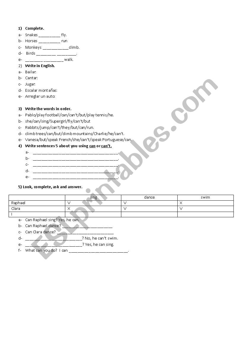 Test:Habilities worksheet