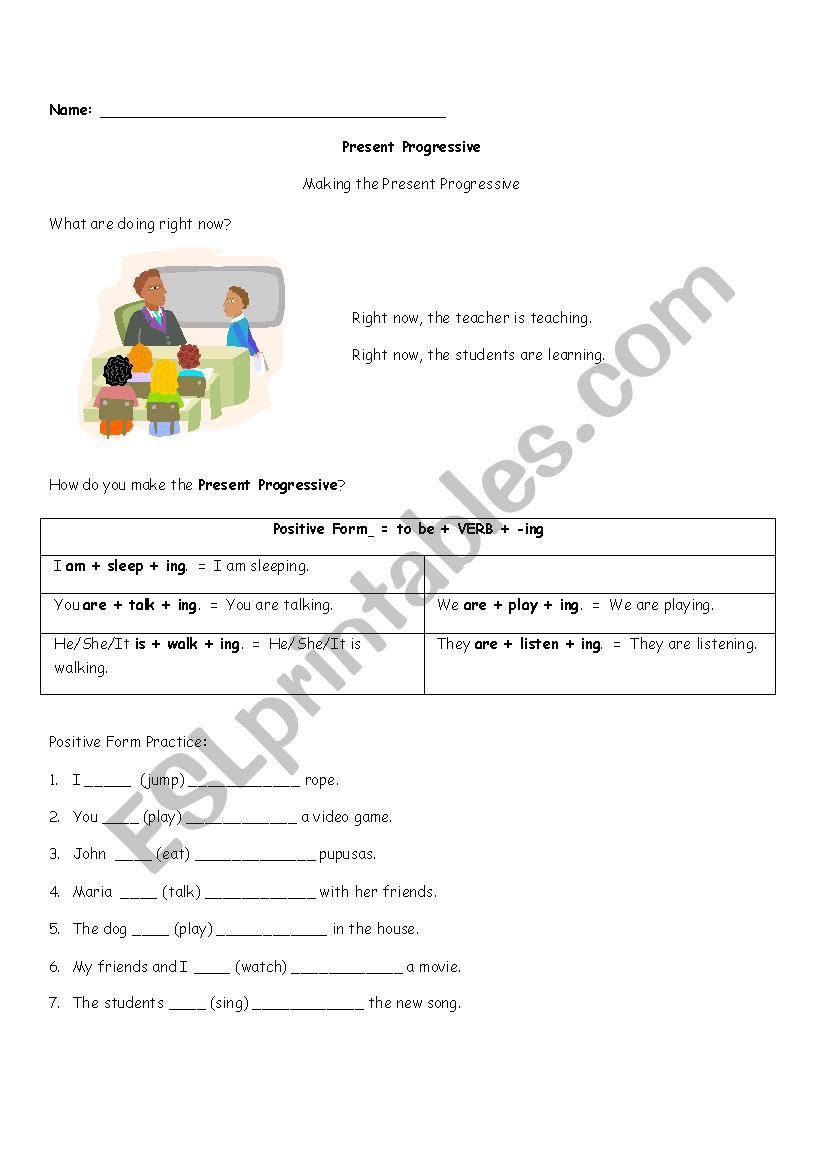 Present Progressive  worksheet