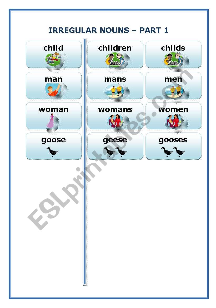 PLURALS - part 1 worksheet