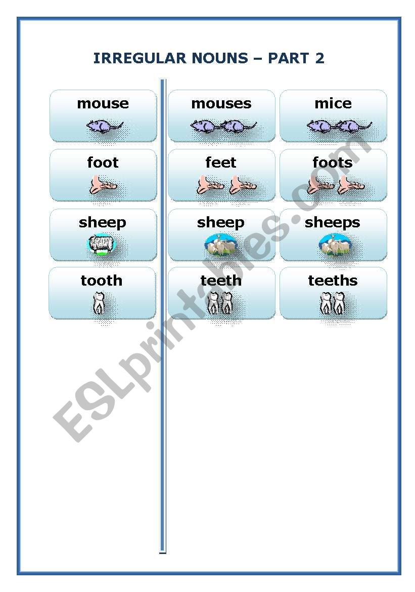 PLURALS - part 2 worksheet