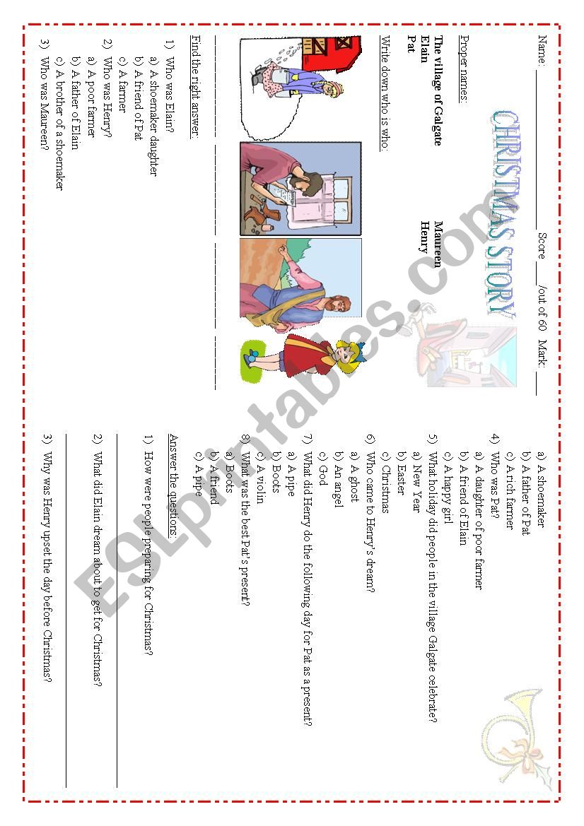 Christmas Story worksheet