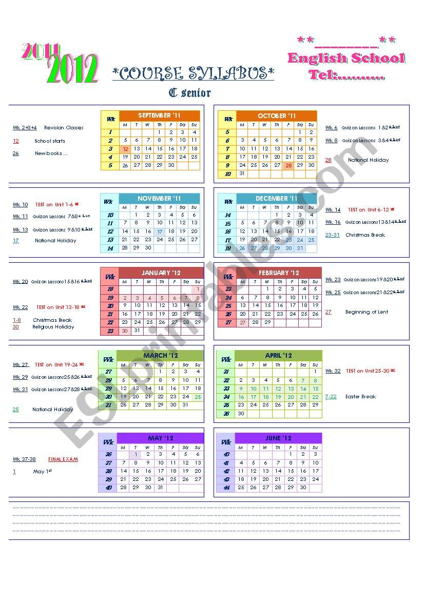 Course Syllabus Form worksheet