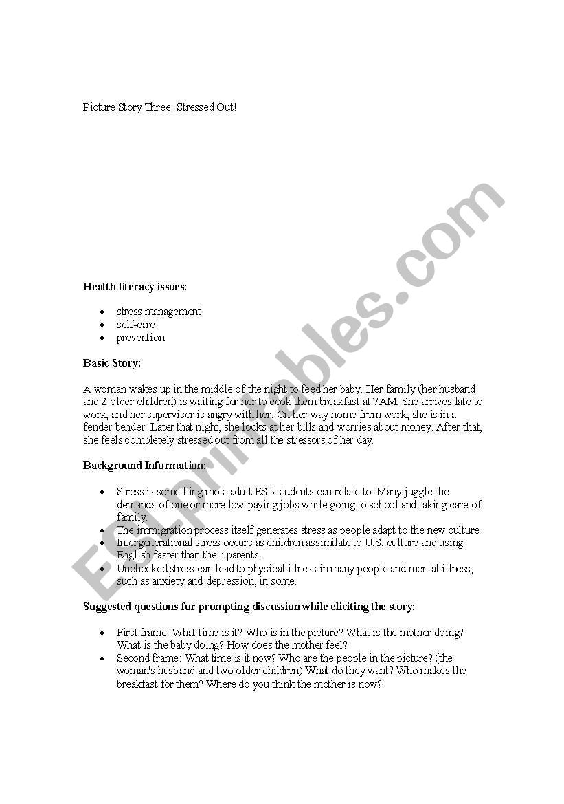 Picture Story Stress  worksheet