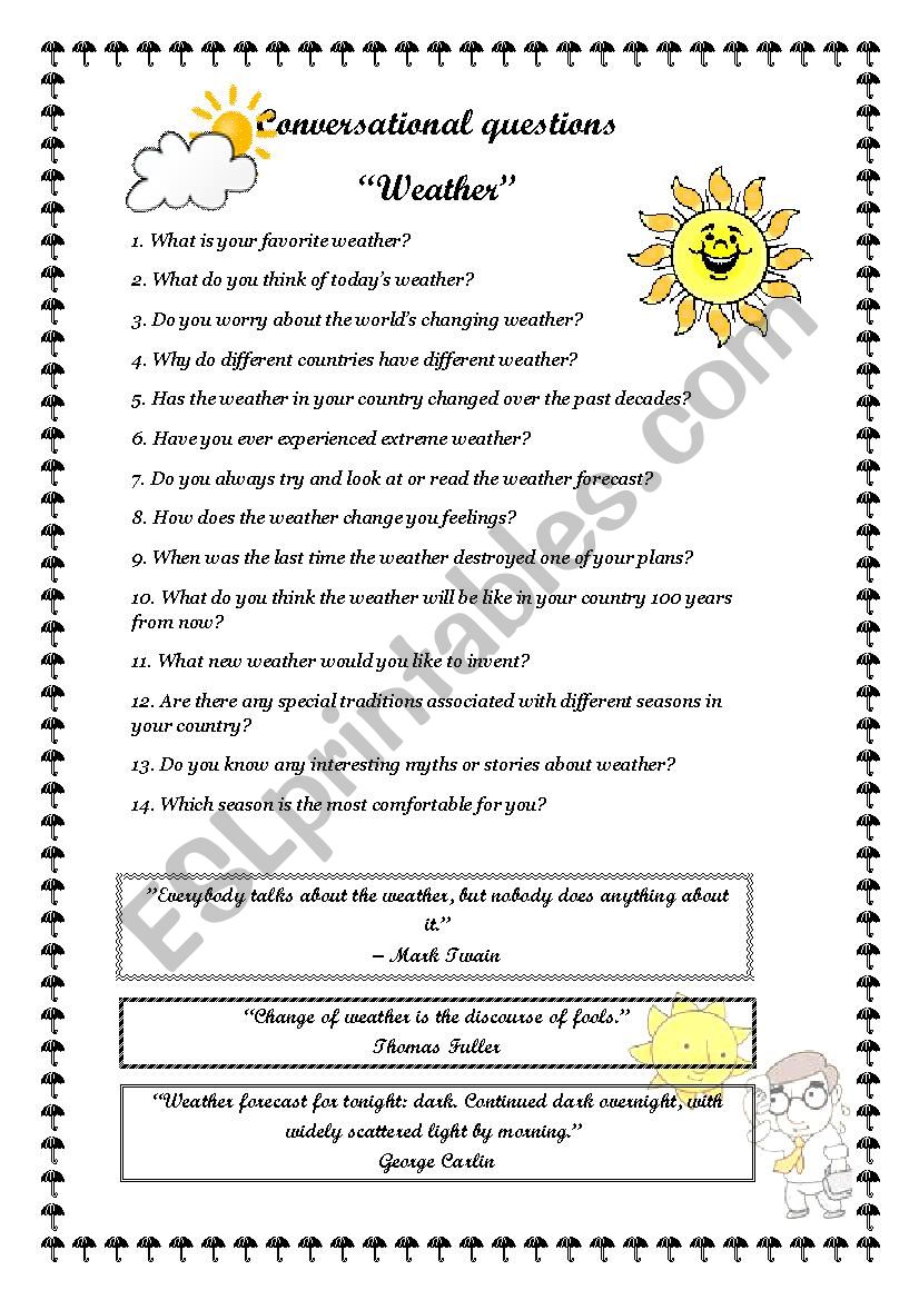 Weather worksheet