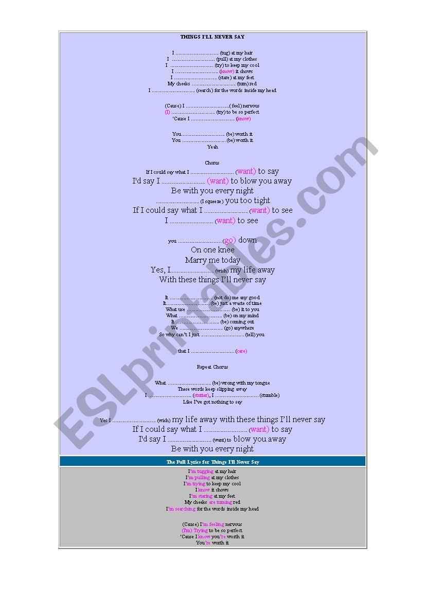 Things I´ll never say AVRIL LAVIGNE