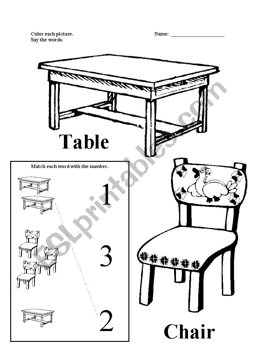 Table & Chair worksheet