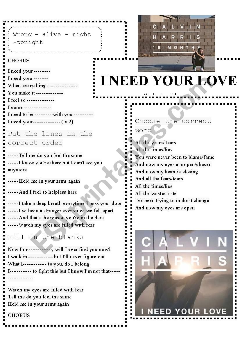 Need your love , calvin harries