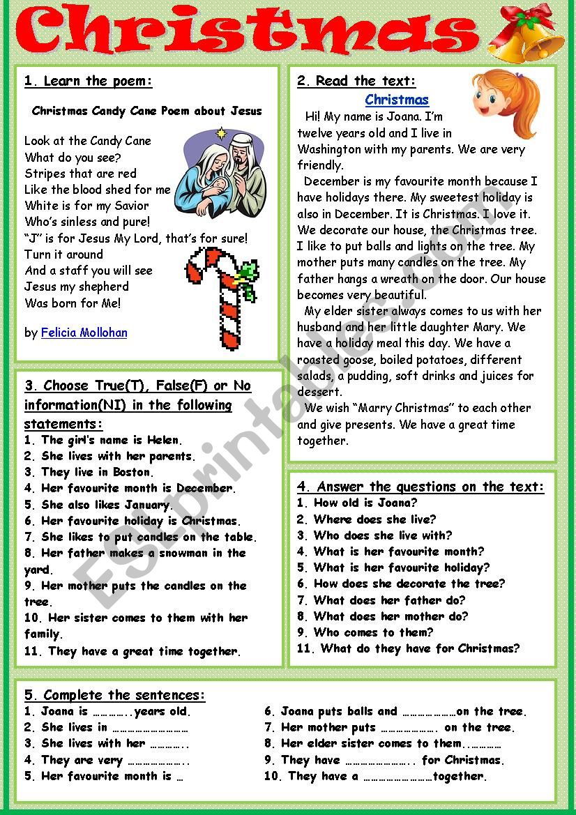 Christmas worksheet