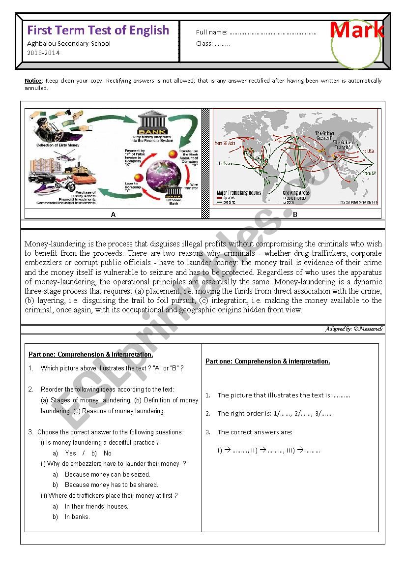 First Term Test of English (2013-2014 / Level 3)