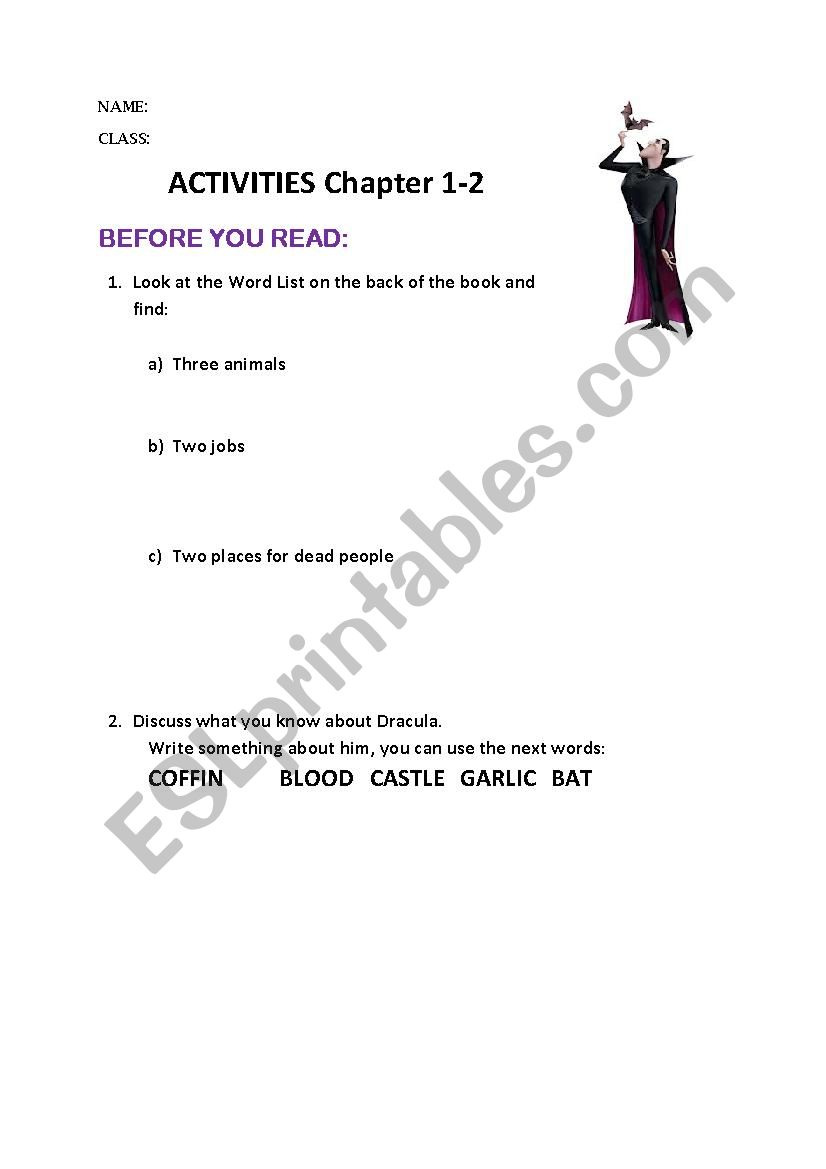 Dracula worksheet