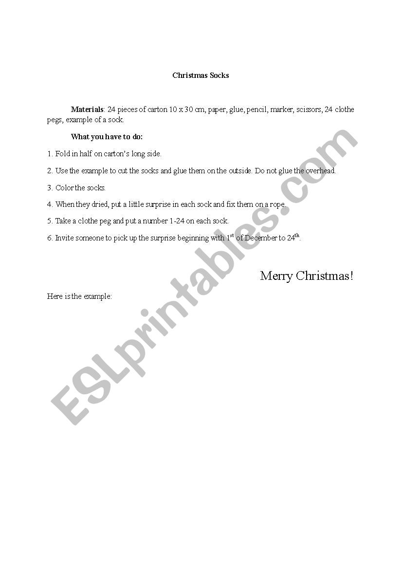 Christmas Socks worksheet