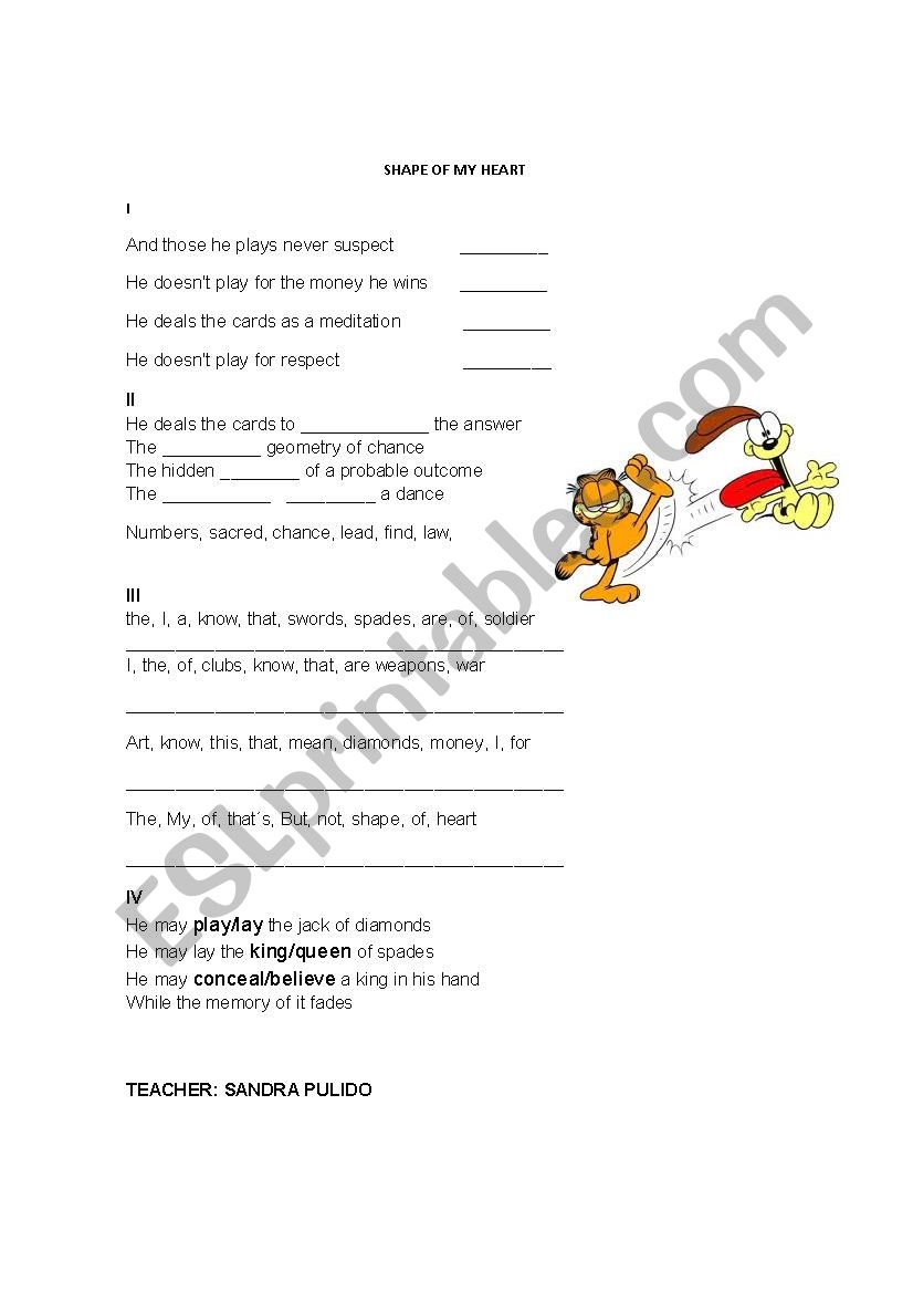 SHAPE OF MY HEART worksheet