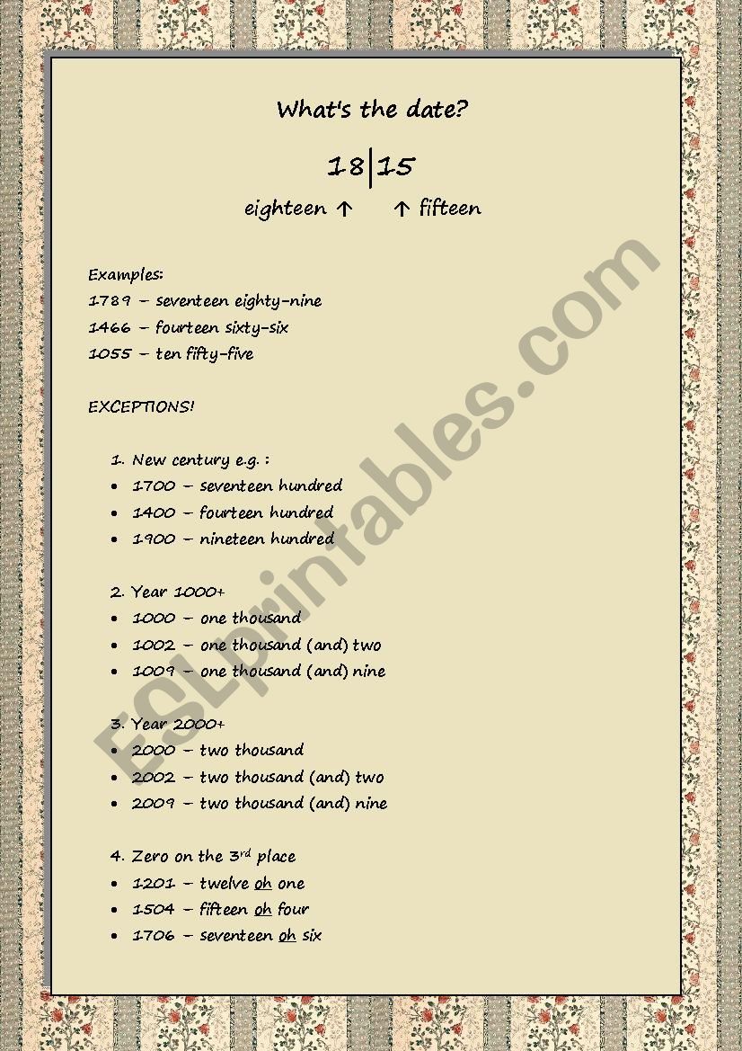 WhatÂ´s the date? worksheet