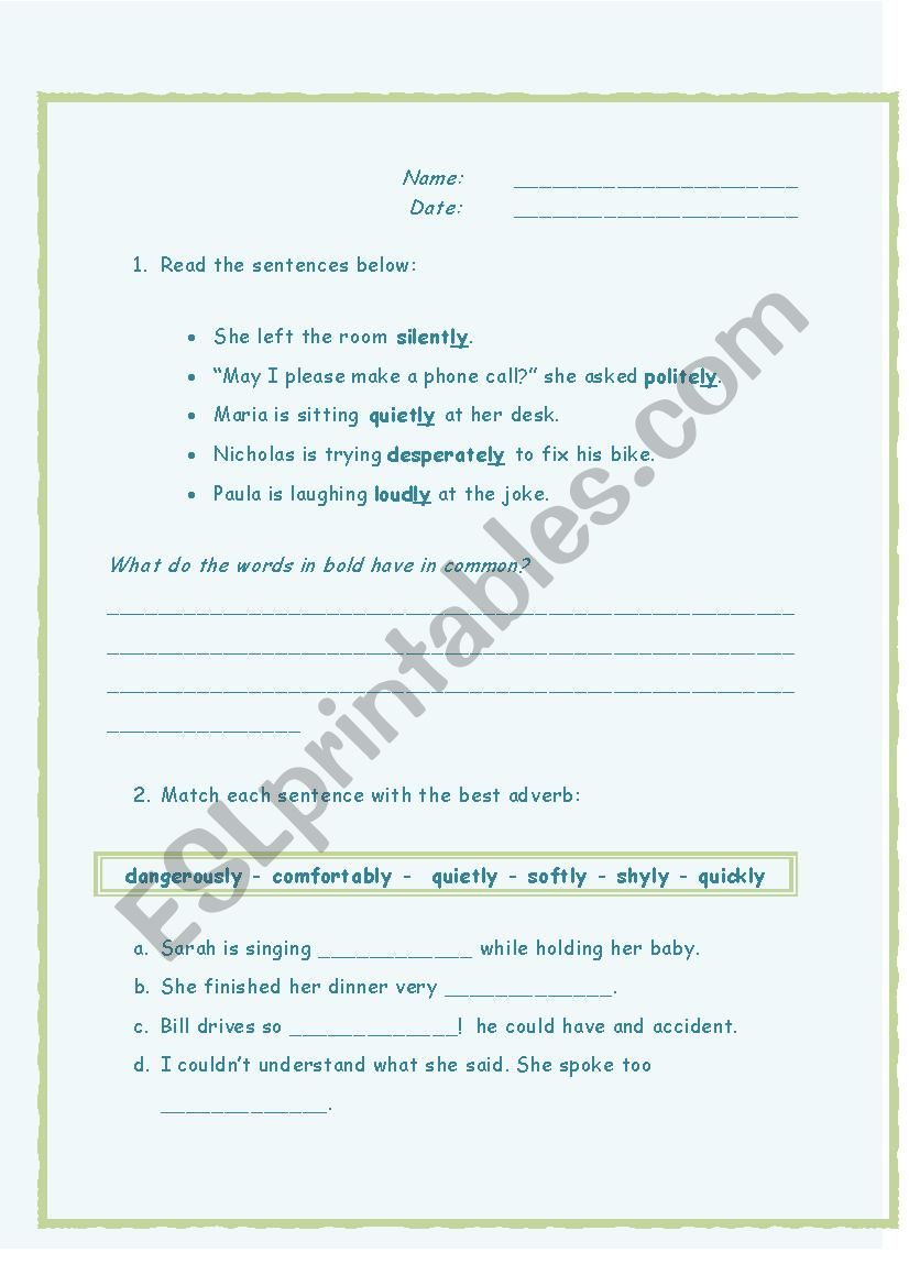 Adverbs of Frequency worksheet