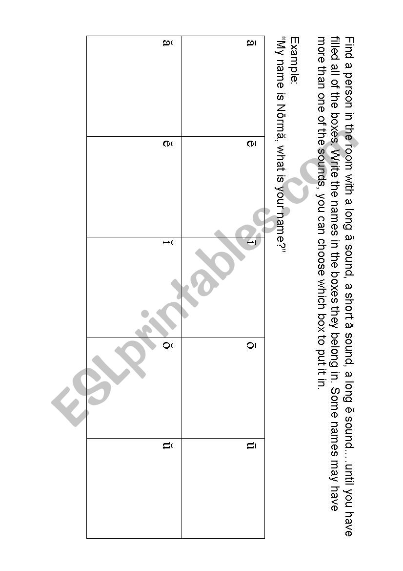 Long and Short Vowels Gap Activity