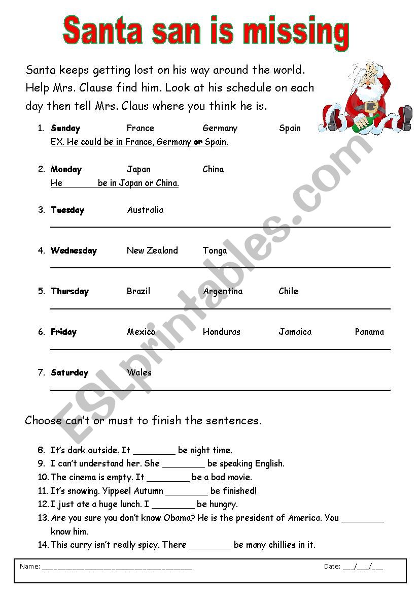 Santa keeps getting lost worksheet