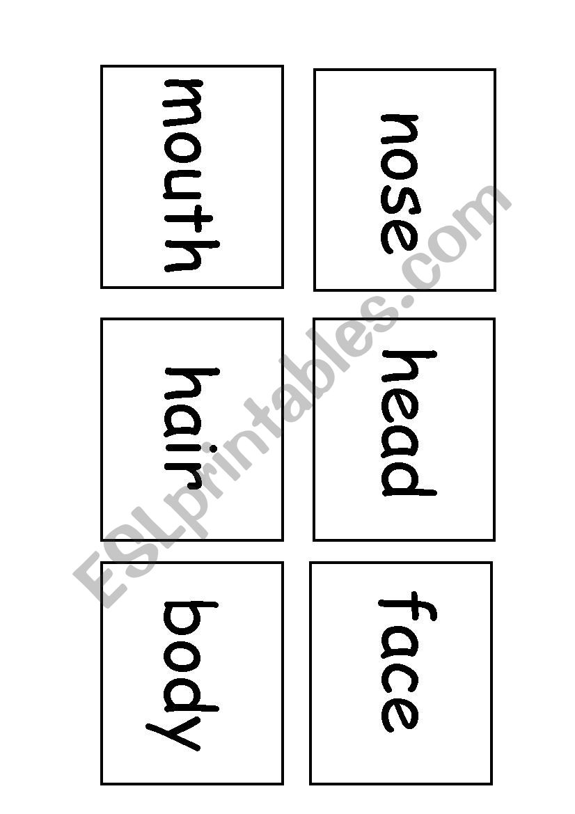 Body Parts Game Cards (1) worksheet