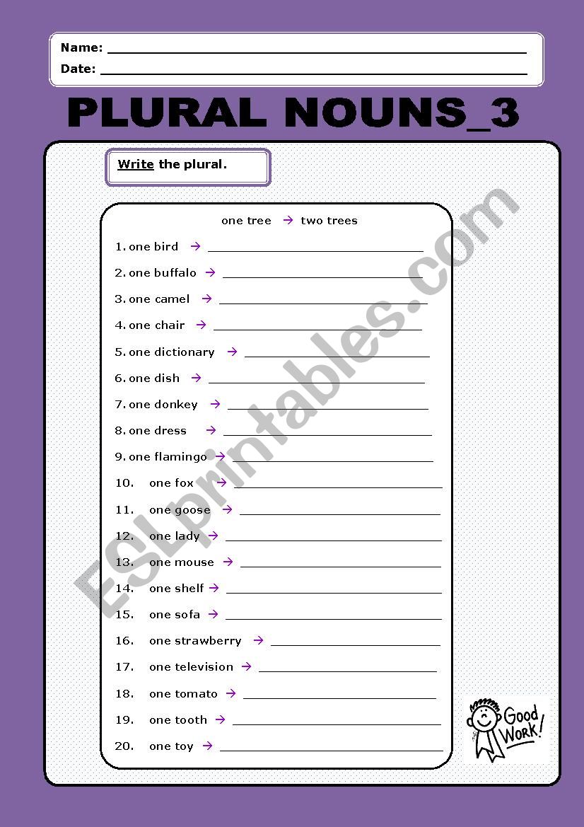 Plural Nouns_3 worksheet