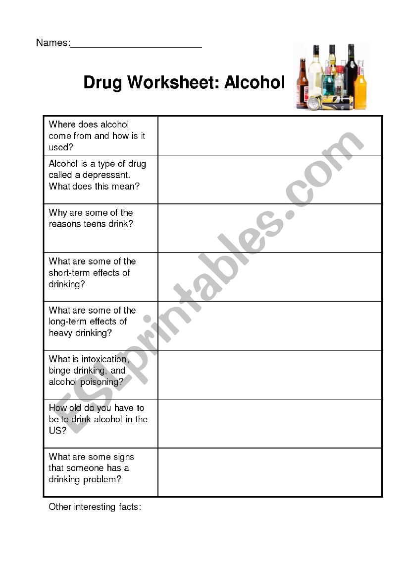 Alcohol Safety  worksheet