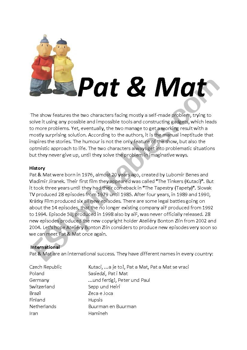 Pat and Mat worksheet