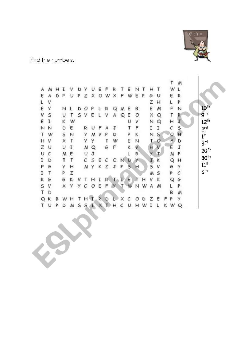 Months and cardinal numbers worksheet