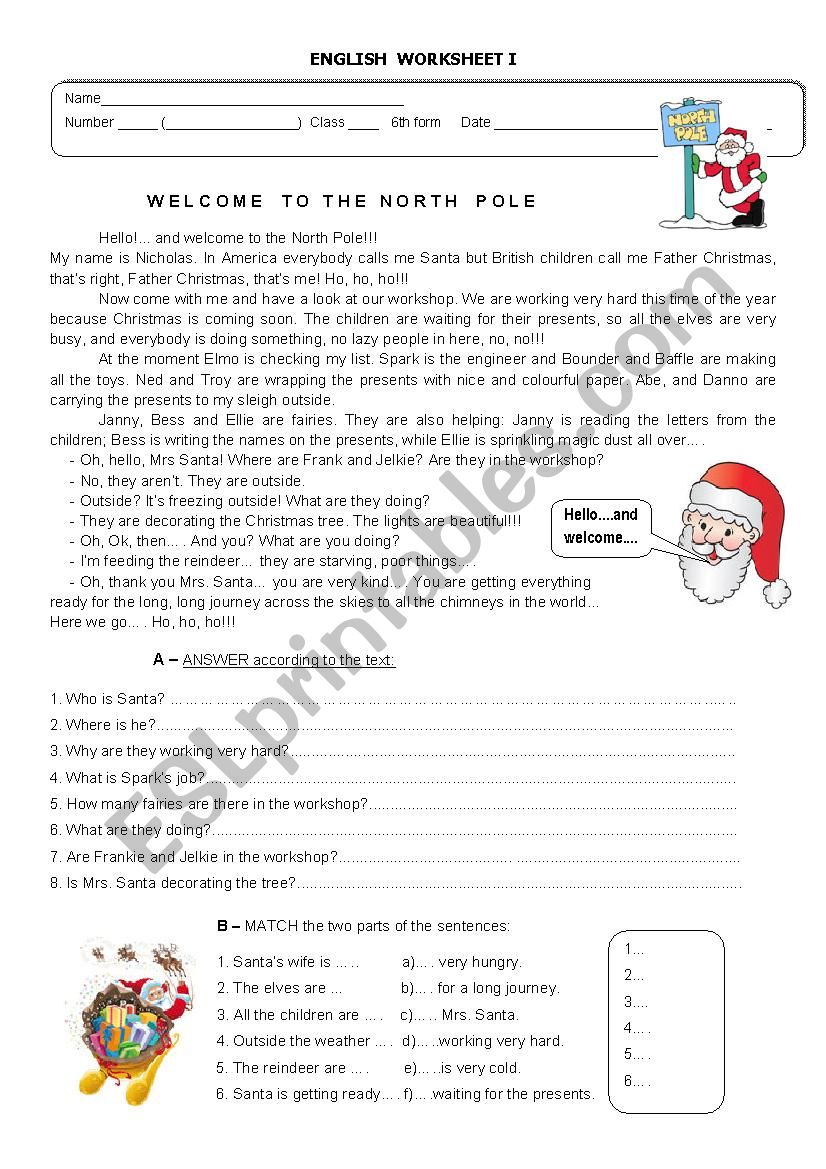 Reading &Comprehension worksheet