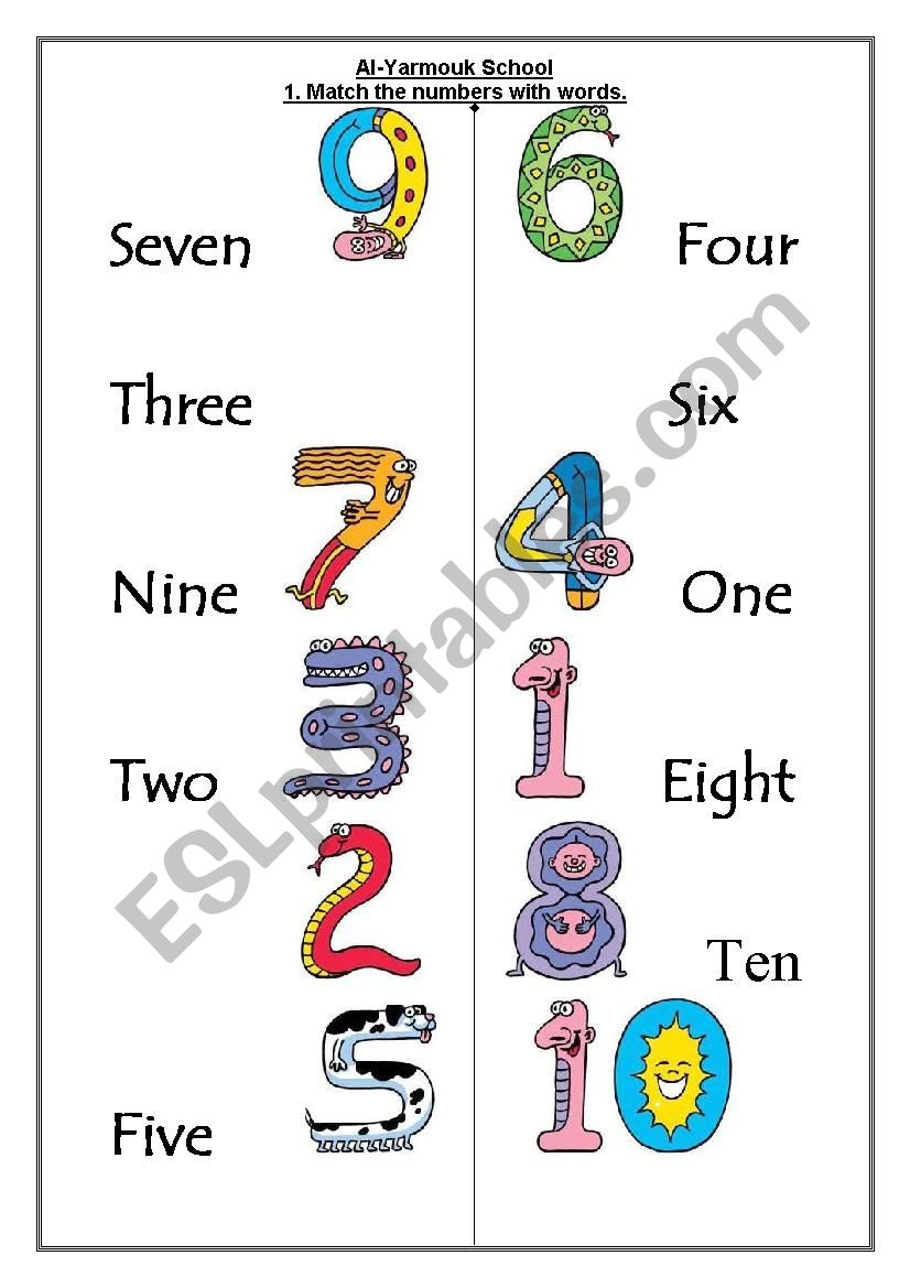 Numbers 1-10 worksheet