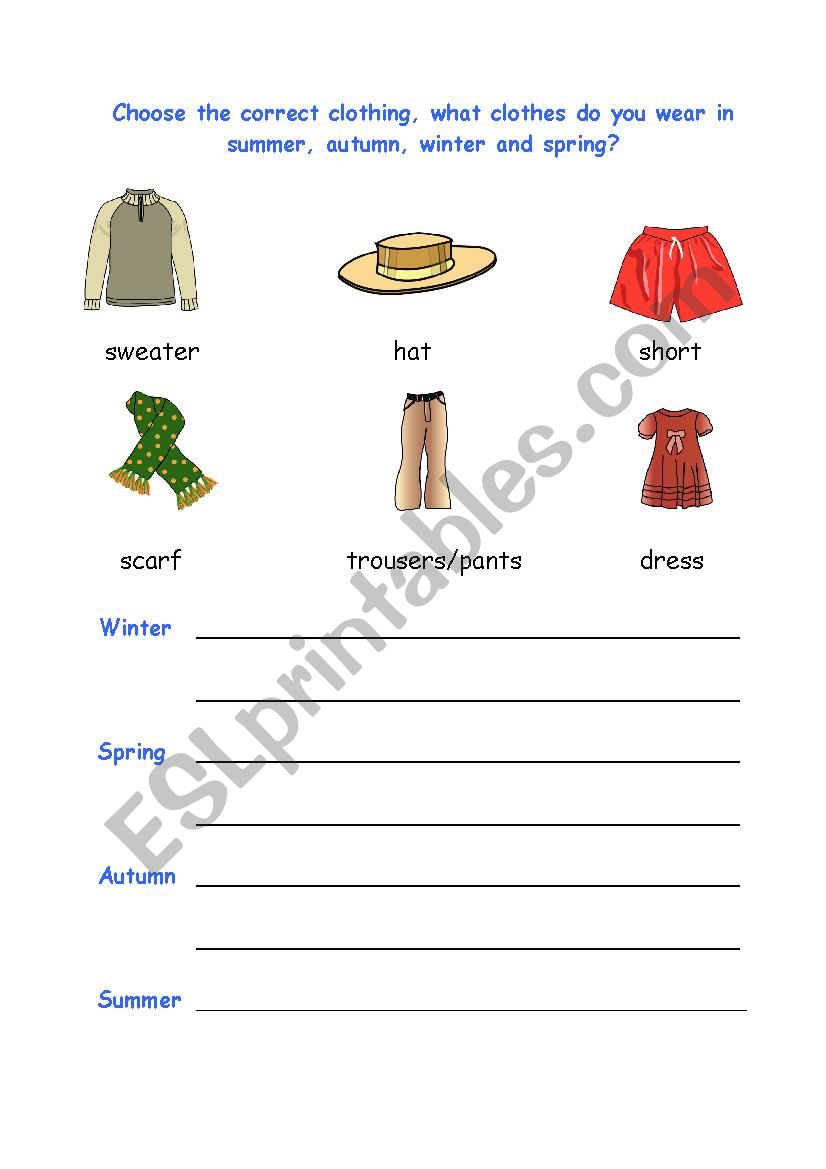 Clothes and Seasons  worksheet