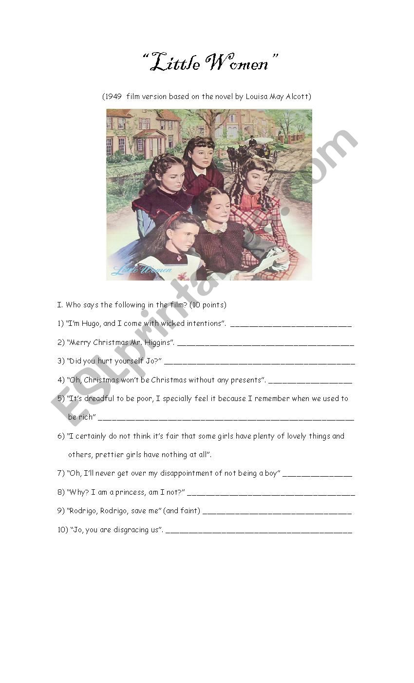 Little Women Film Worksheet worksheet