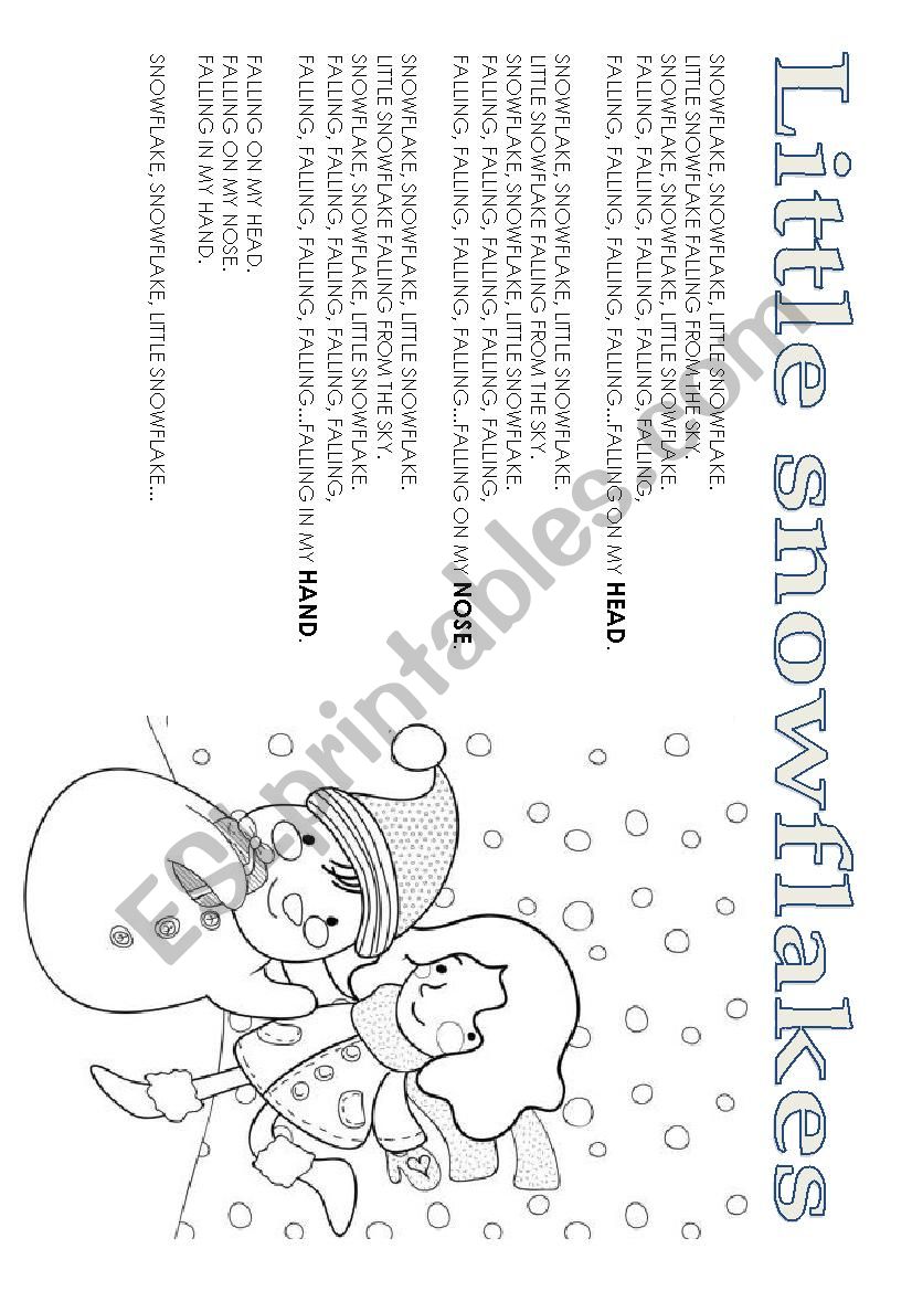 Litlle snowflakes worksheet