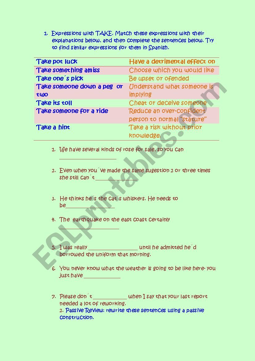 Practise your English worksheet
