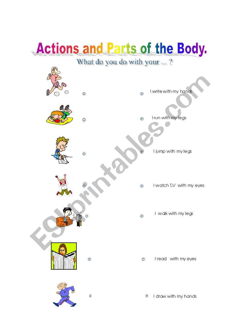 Actions and parts of the body worksheet