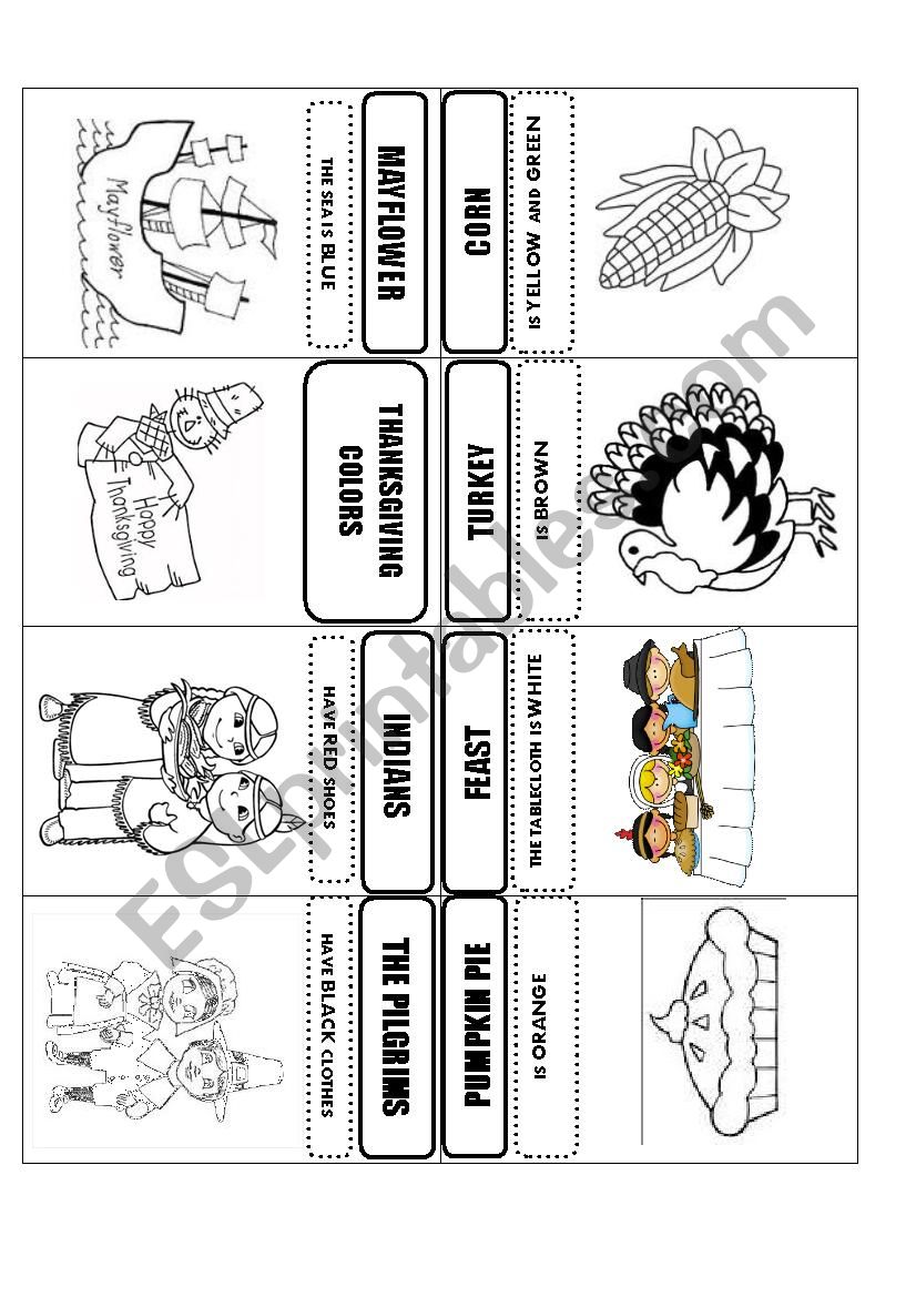 Thanksgiving mini color book worksheet