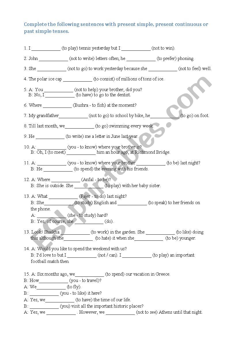 Mixed Tense activity + error correction