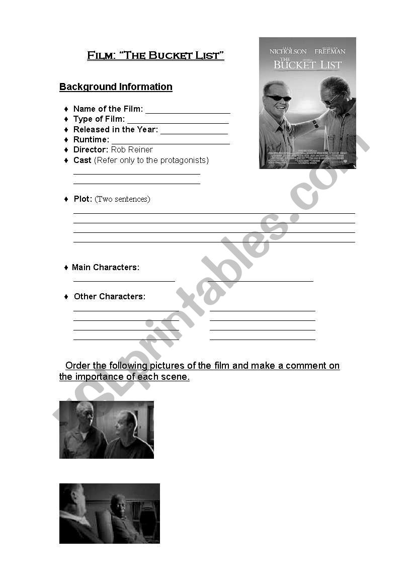 Writing: Film Review worksheet