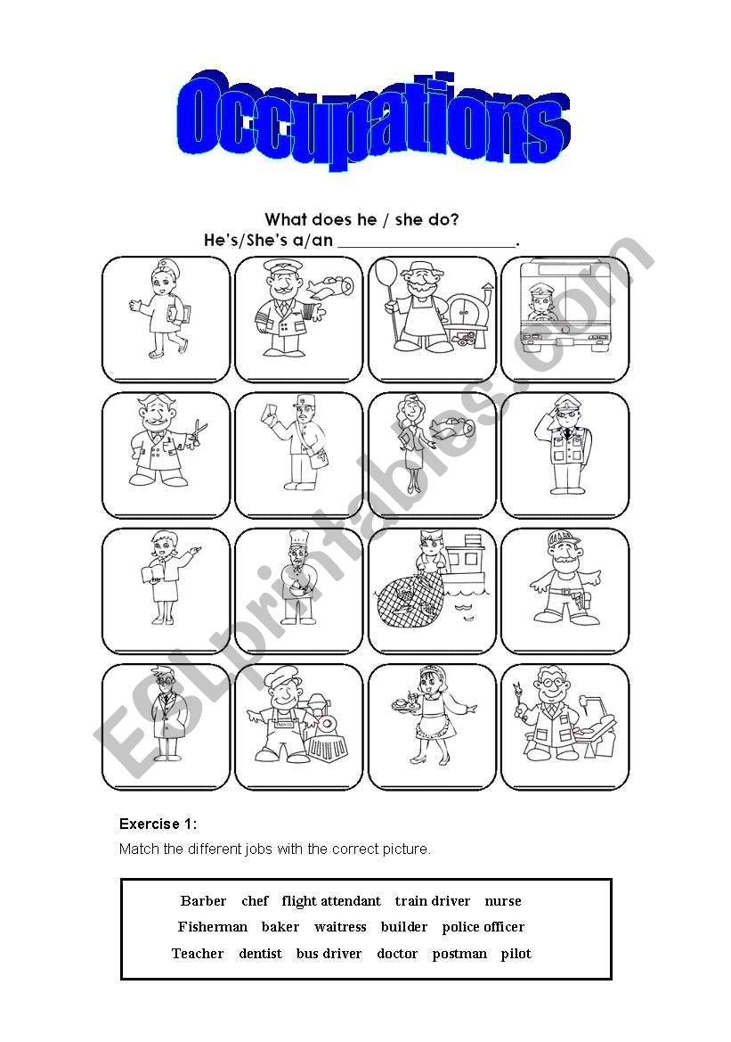 different jobs worksheet